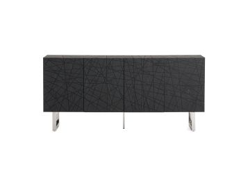 Kenda - Modern Black Ash + Stainless Steel Buffet