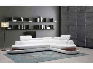 Killian Modern White Italian Leather Sectional Sofa