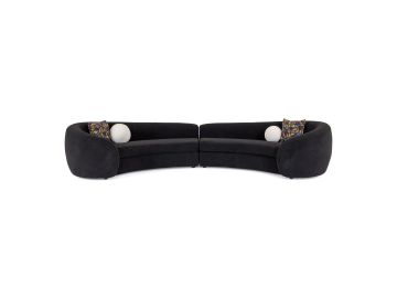 Kilmer Modern Black Curved Fabric Sectional Sofa