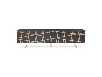 Kilson - Modern Black Oak & Champagne Gold TV Stand