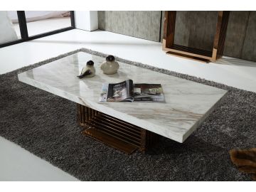 Kingsley Modern Marble & Rosegold Coffee Table
