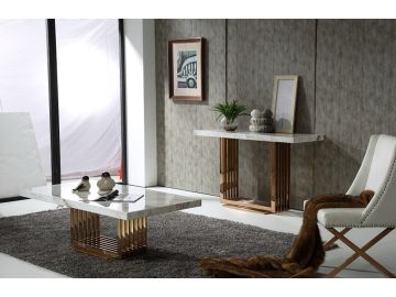 Kingsley Modern Marble & Rosegold Coffee Table