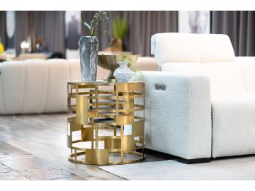Kudo - Glam Clear Glass and Gold Glass End Table