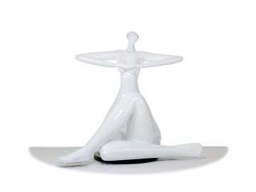 Modern White Lady Yoga Polyresin Sculpture