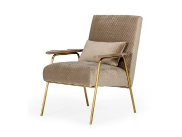 Laforet - Glam Beige and Gold Fabric Accent Chair