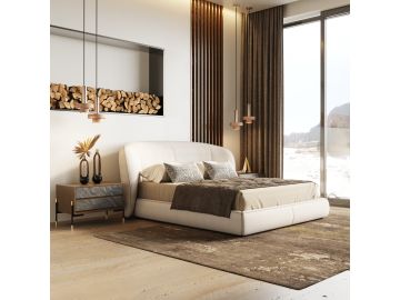 Lambert - Modern Beige Fabric Upholstered Bed
