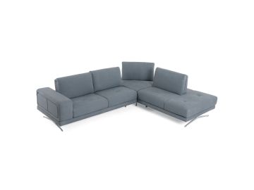 Lamod Italia Mood - Contemporary Blue Leather Right Facing Sectional Sofa