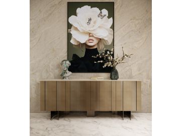 Kiefer - Modern Faux Travertine Ceramic + Bronze Buffet