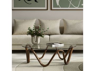Lassen - Modern Glass & Walnut Coffee Table