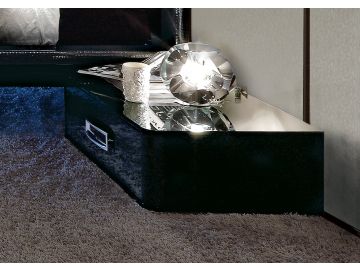 LA Star Modern Black 1-Drawer Nightstand