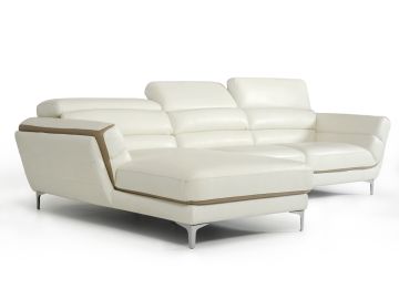 Longford Modern White & Taupe Leather Sectional Sofa