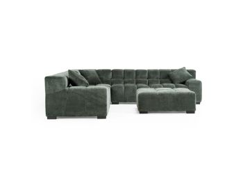 Ludwig - Modern Dark Green Fabric Modular Sectional