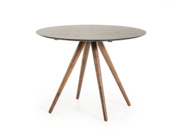 Tracer - Mid-Century Black and Walnut Round Dining Table