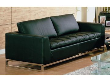 Manhattan Modern Black Leather Sofa Set