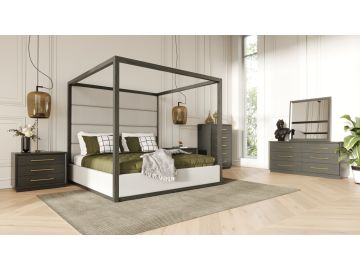 Manhattan- Contemporary Canopy Grey Bedroom Set