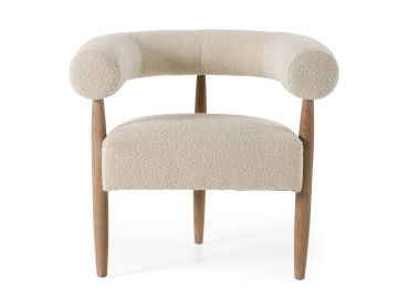 Marchland - Modern Beige Fabric + Oak Accent Chair