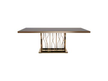Marston Modern Black Glass & Rosegold Dining Table