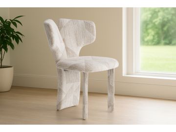 Masuda - Modern Beige Pattern Fabric Dining Chair (Set of 2)