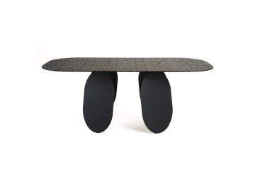 Maxine - Modern Hammered Grey Glass Rectangular Dining Table