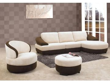 Model 0914 - Modern Fabric Sectional, Chair and Ottoman 