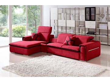 Harding Modern Red Fabric Sectional Sofa