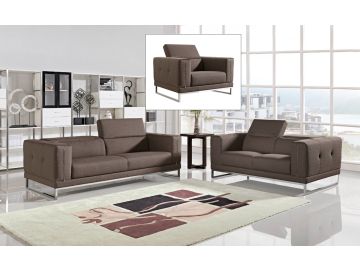 Halite Modern Brown Fabric Sofa Set