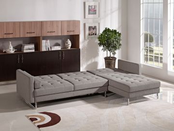 Smith - Modern Brown Fabric Right Facing Sectional Sofa Bed