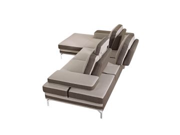 Feldspar Modern Beige and Brown Fabric Sectional Sofa