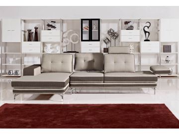 Feldspar Modern Beige and Brown Fabric Sectional Sofa