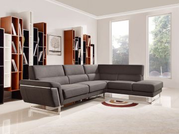Navarro Modern Brown Fabric Sectional Sofa w/ Right Facing Chaise
