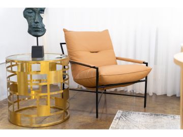 Modern Mento Camel Genuine Leather Lounge Chair
