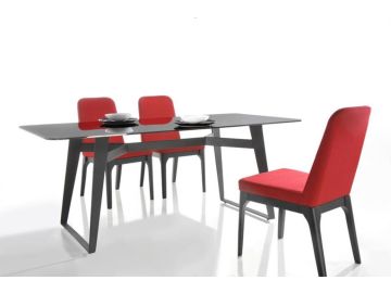Comet Modern Black Glass Dining Table