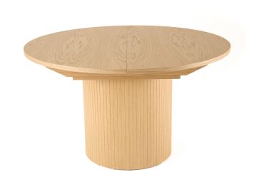 Miami - Modern Natural Oak Round Dining Table With Extension
