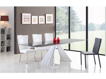 Milk Modern Extendable Smoked Glass Dining Table