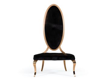Mills - Modern Black Velvet Rosegold Dining Chair Set of 2