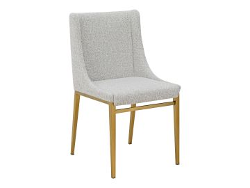 Mimi - Modern Light Grey Fabric + Antique Brass Dining Chair (Set of 2)