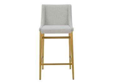 Mimi - Modern Light Grey Fabric + Antique Brass Counter Stool (Set of 2)