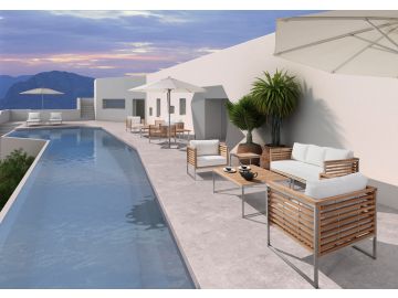 Minorca Outdoor Teak & White Sofa Set