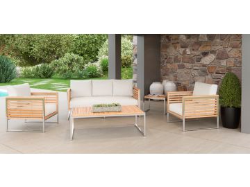 Minorca Outdoor Teak & White Sofa Set
