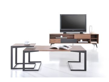 Garrison Mid-Century Walnut & Black TV Stand