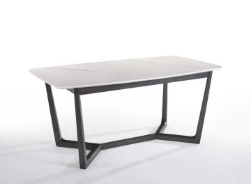 Evelyn Modern White Cultured Marble Dining Table
