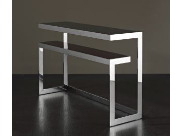 Zinc Modern Metal and Brown Glass Console Table