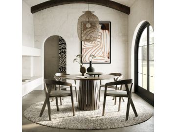 Weiss - Mid-Century Modern Wenge Round Dining Set