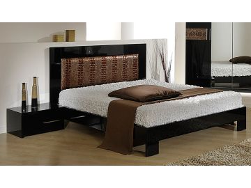 Moon Italian Modern Black & Bronze California King Bed