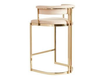 Munith Modern Beige Velvet & Gold Counter Stool