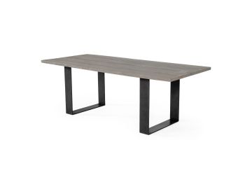 Murphy - Modern Grey Aged Oak & Black Metal Dining Table