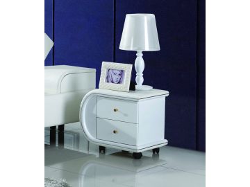 N002 Modern White Leather Nightstand