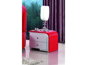N003 Modern Red Leather Nightstand