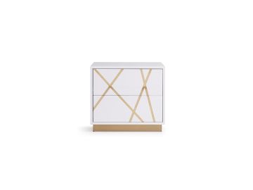 Nixa Modern White & Gold Nightstand