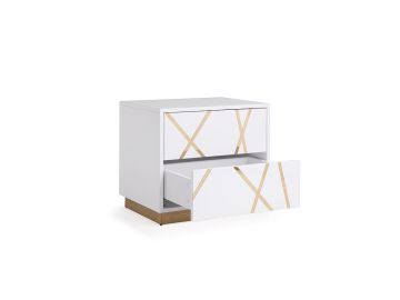 Nixa Modern White & Gold Nightstand